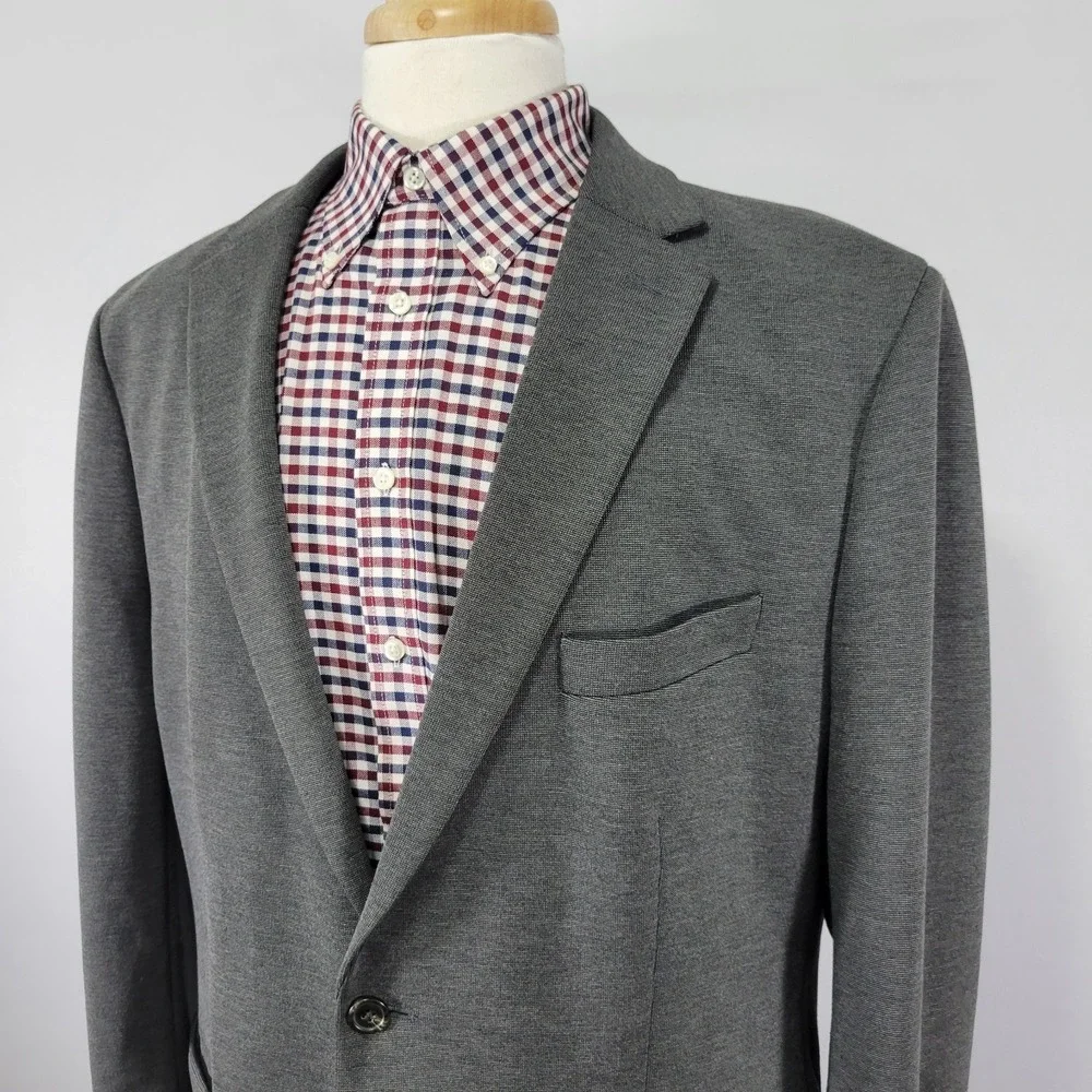 Chaps Men's Sport Coat Blazer Two Button Charcoal Gray‎ Polyester Blend Sz 48L